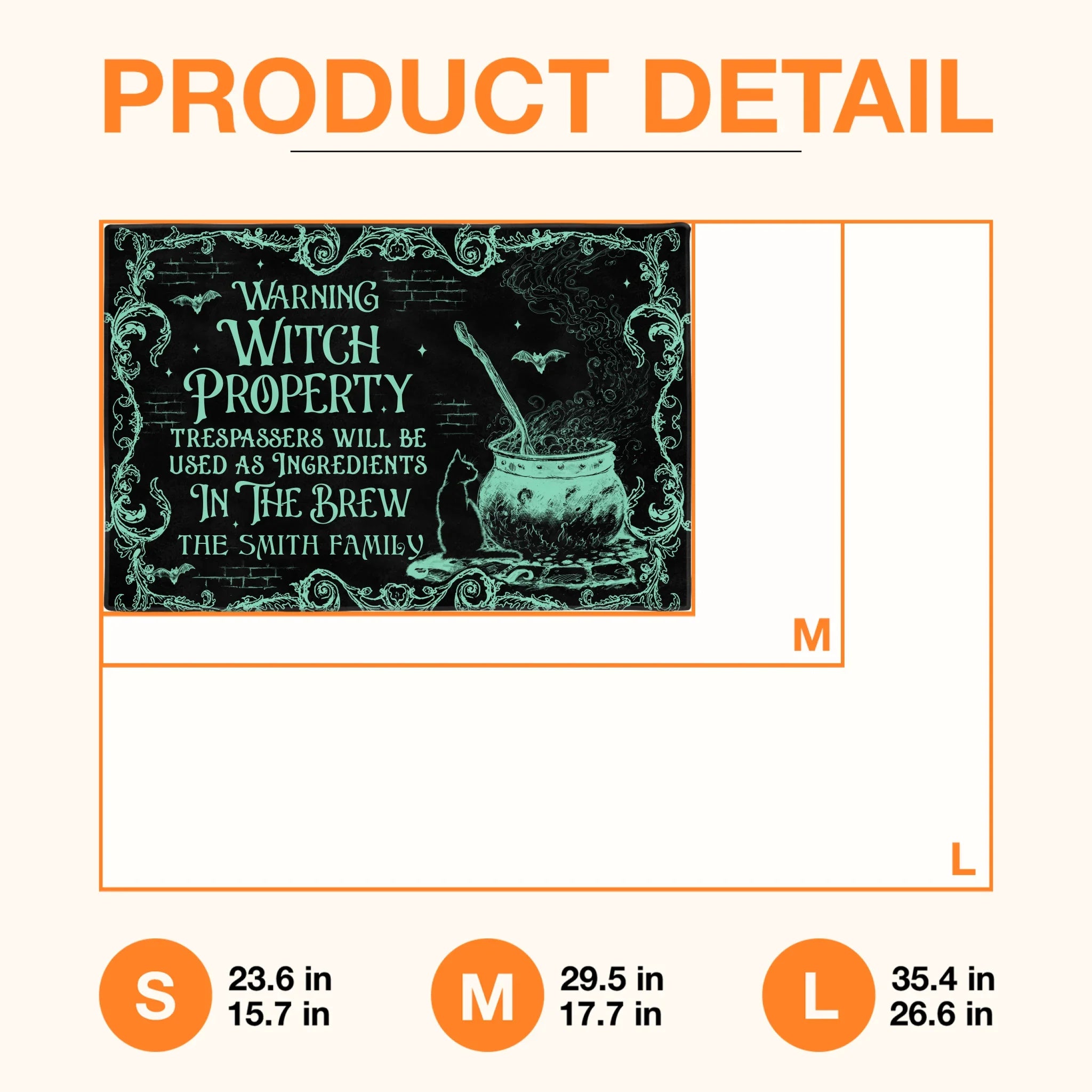 Personalized Witch Doormat - Halloween Gift Idea For Family - Warning Witch Property Trespassers Will Be Used As Ingredients In The Brew