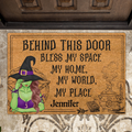 Personalized Witch Doormat - Halloween Gift Idea For Witch Lover - Behind This Door Bless My Space My Home My World My Place