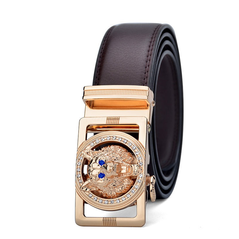 Wolf Head Leather Belt with Automatic Buckle for Harajuku Style - Image 4