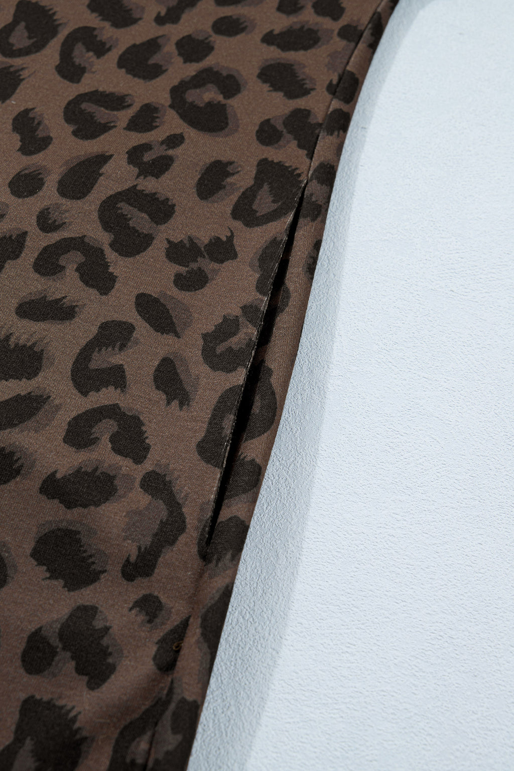 Brown Leopard Print Contrast Collar V-Neck Mini Dress