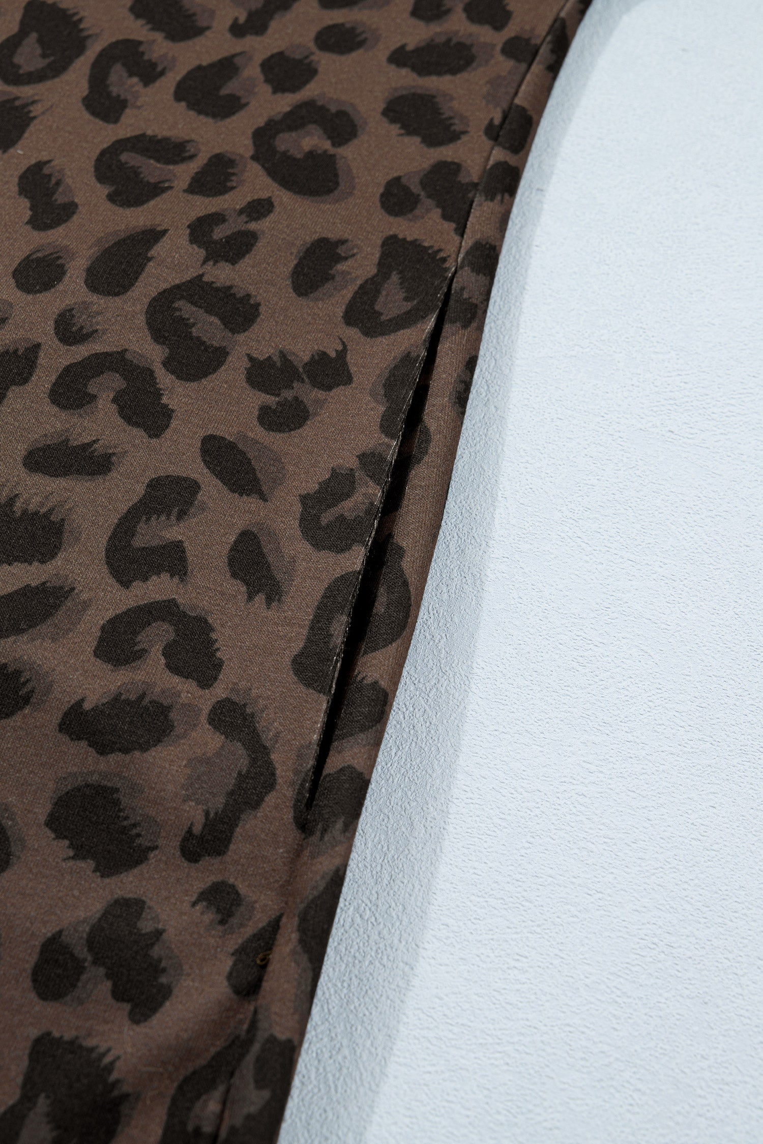 Brown Leopard Print Contrast Collar V-Neck Mini Dress