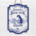 Custom Name Book Nook Wooden Sign - Bookism Gift - Chinoiserie Toile De Jouy