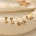 Evil Eye Jewelry Set with White Crystal Accents in Gold Tone