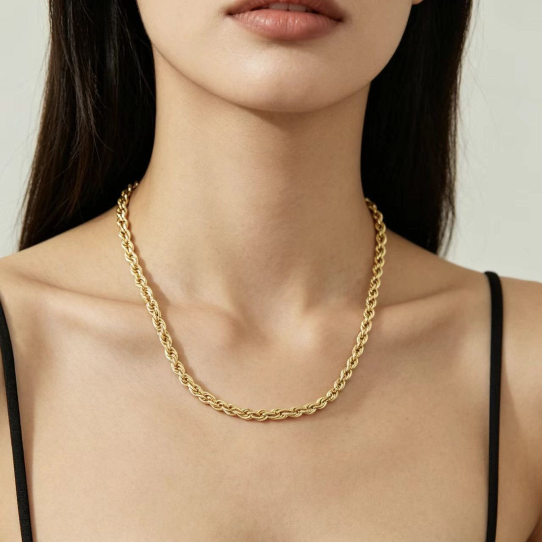 Gold Rope Chain Necklace for Women - Geometric Statement Jewelry
