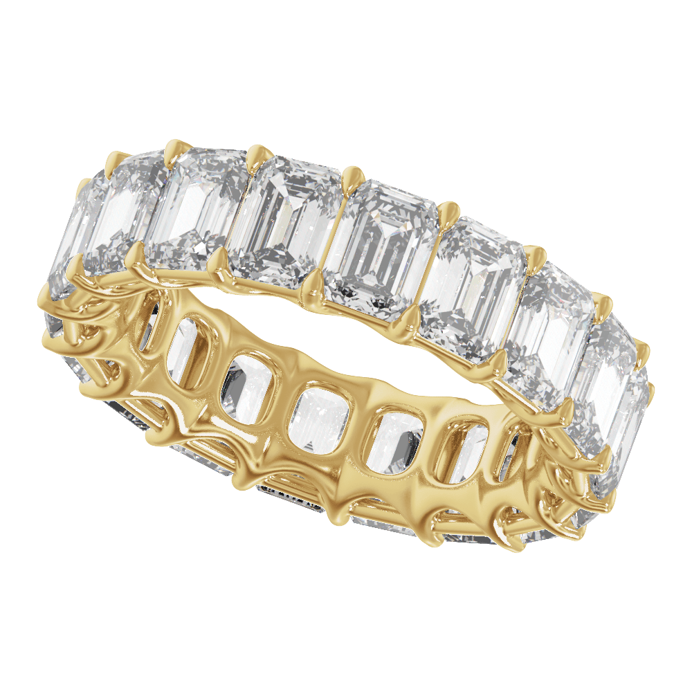Éternité Souveraine 14K Yellow Gold 9 1/3 CTW Emerald-Cut Diamond Low-Profile Eternity Band