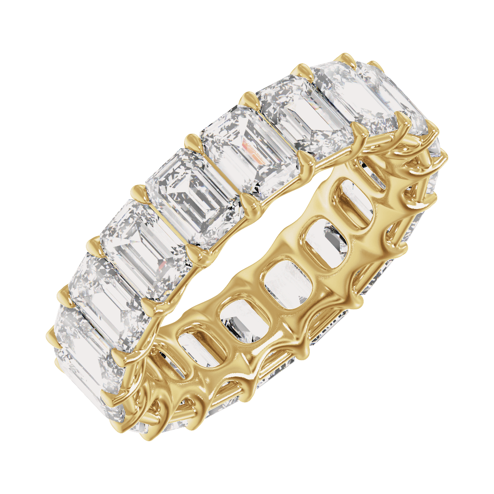 Éternité Souveraine 14K Yellow Gold 9 1/3 CTW Emerald-Cut Diamond Low-Profile Eternity Band