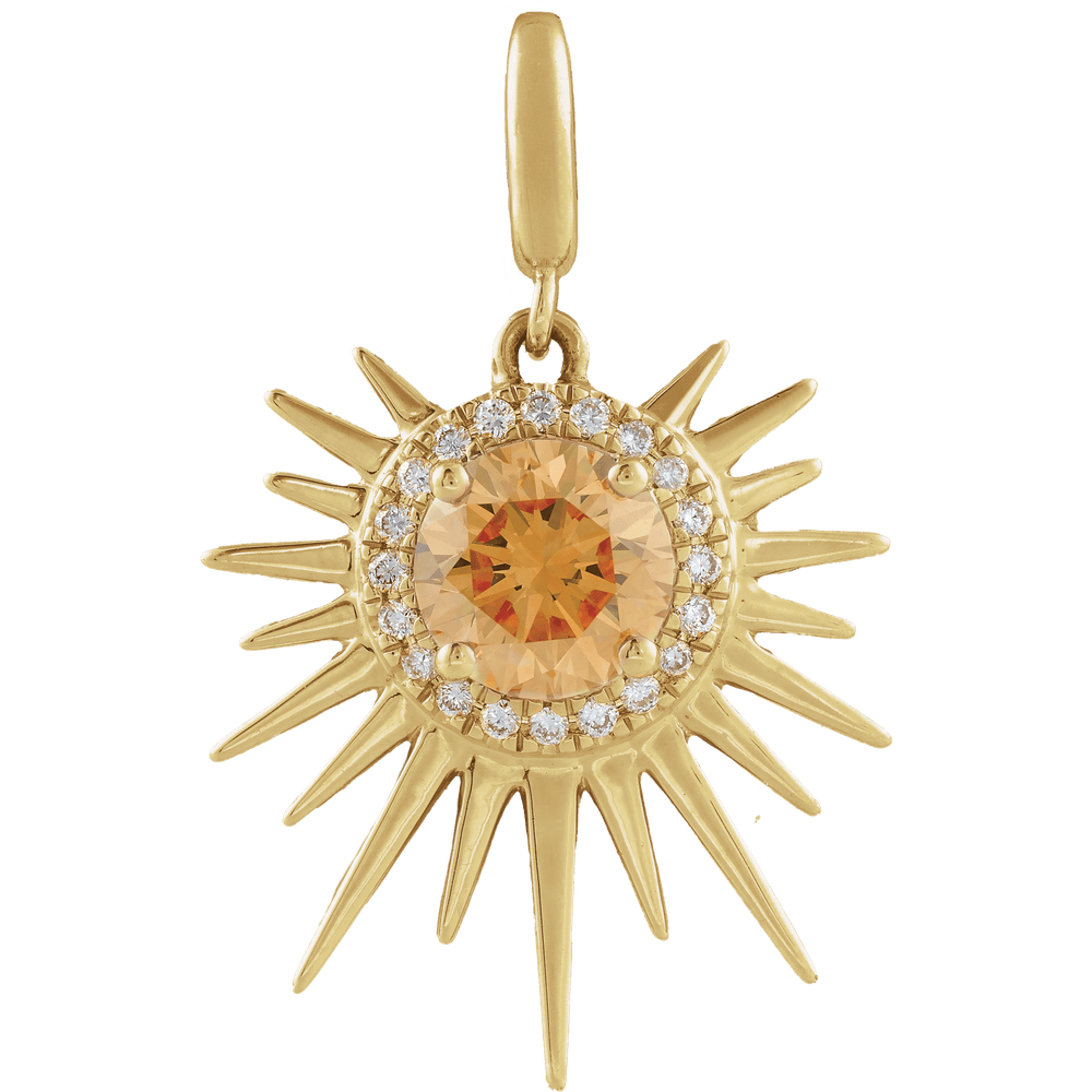 Soleil Auréa Pendant 14K Gold Citrine & Diamond Halo Sun