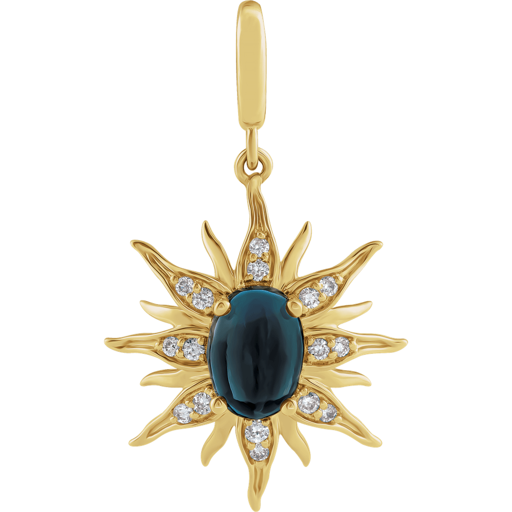 Soleil Nocturne Pendant 14K Gold Blue Topaz & Diamond