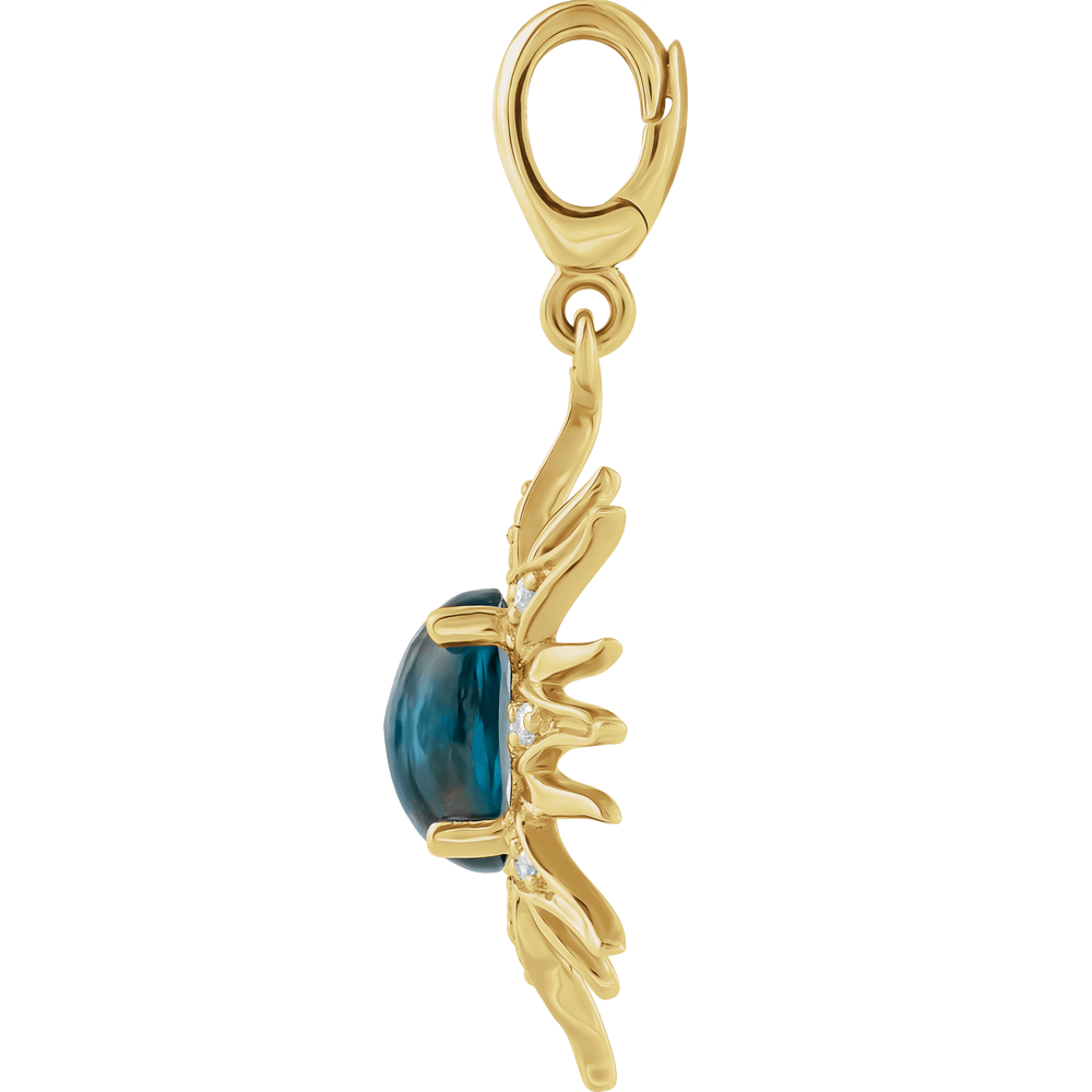 Soleil Nocturne Pendant 14K Gold Blue Topaz & Diamond