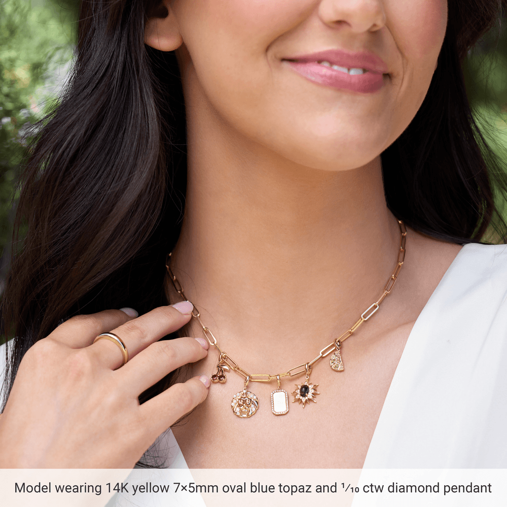 Soleil Nocturne Pendant 14K Gold Blue Topaz & Diamond