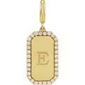 Médaillon 14K Yellow Gold Engravable Natural Diamond Dog Tag Charm/Pendant