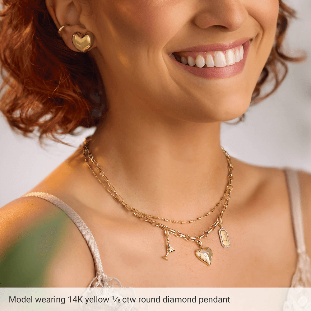 Médaillon 14K Yellow Gold Engravable Natural Diamond Dog Tag Charm/Pendant