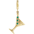 Lumière Martini Emerald Charm pendant crafted in 14K yellow gold on a white background.