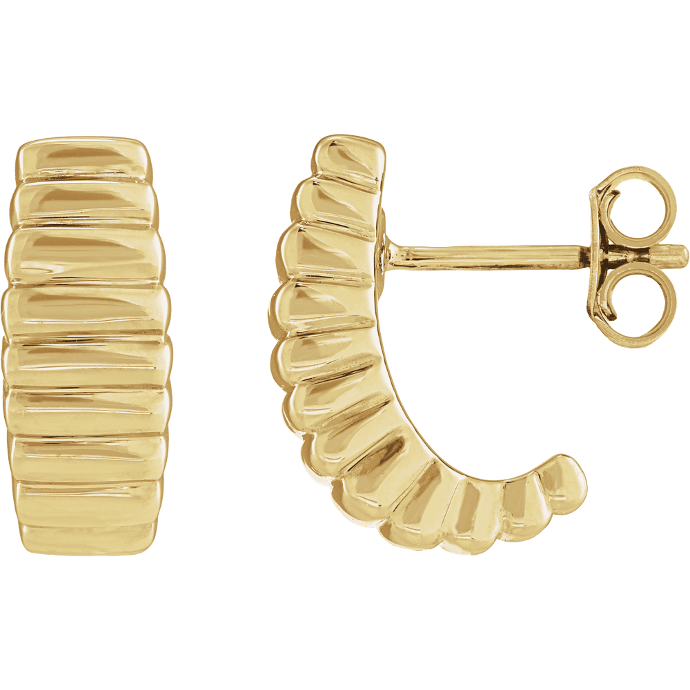 Auréa Ribbed Gold Hoop Earrings crafted in 14K yellow gold with a textured surface