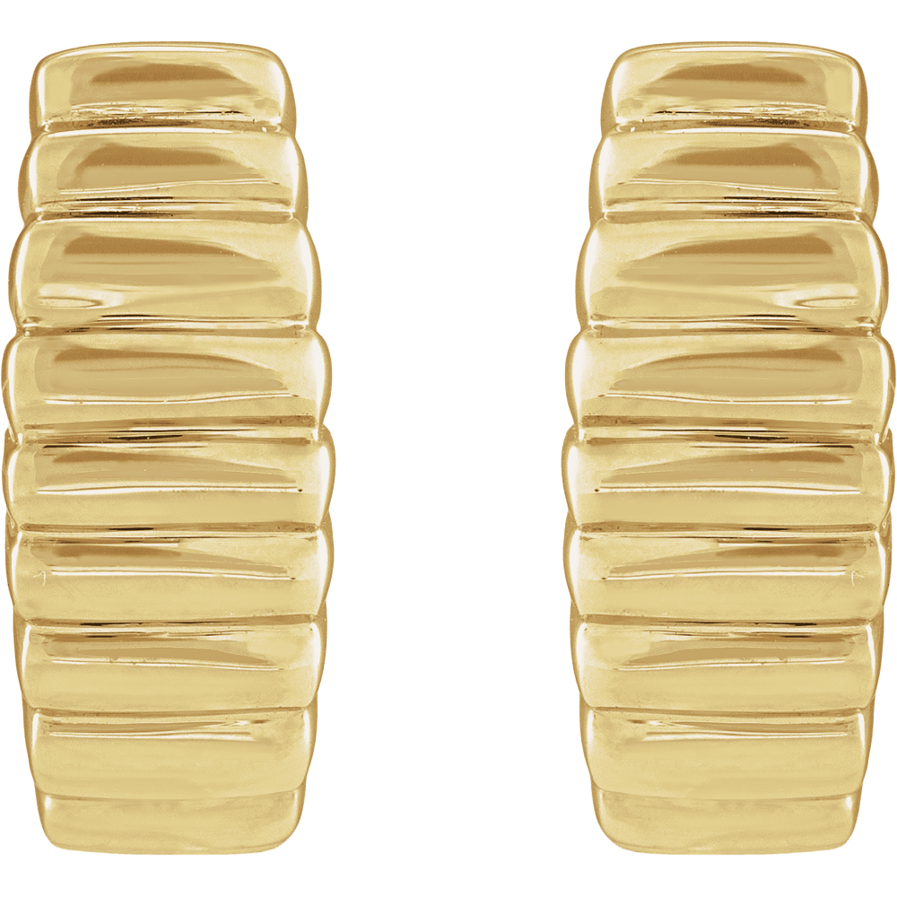 Ribbed Gold Hoop Earrings in 14K Yellow Gold for Everyday Elegance