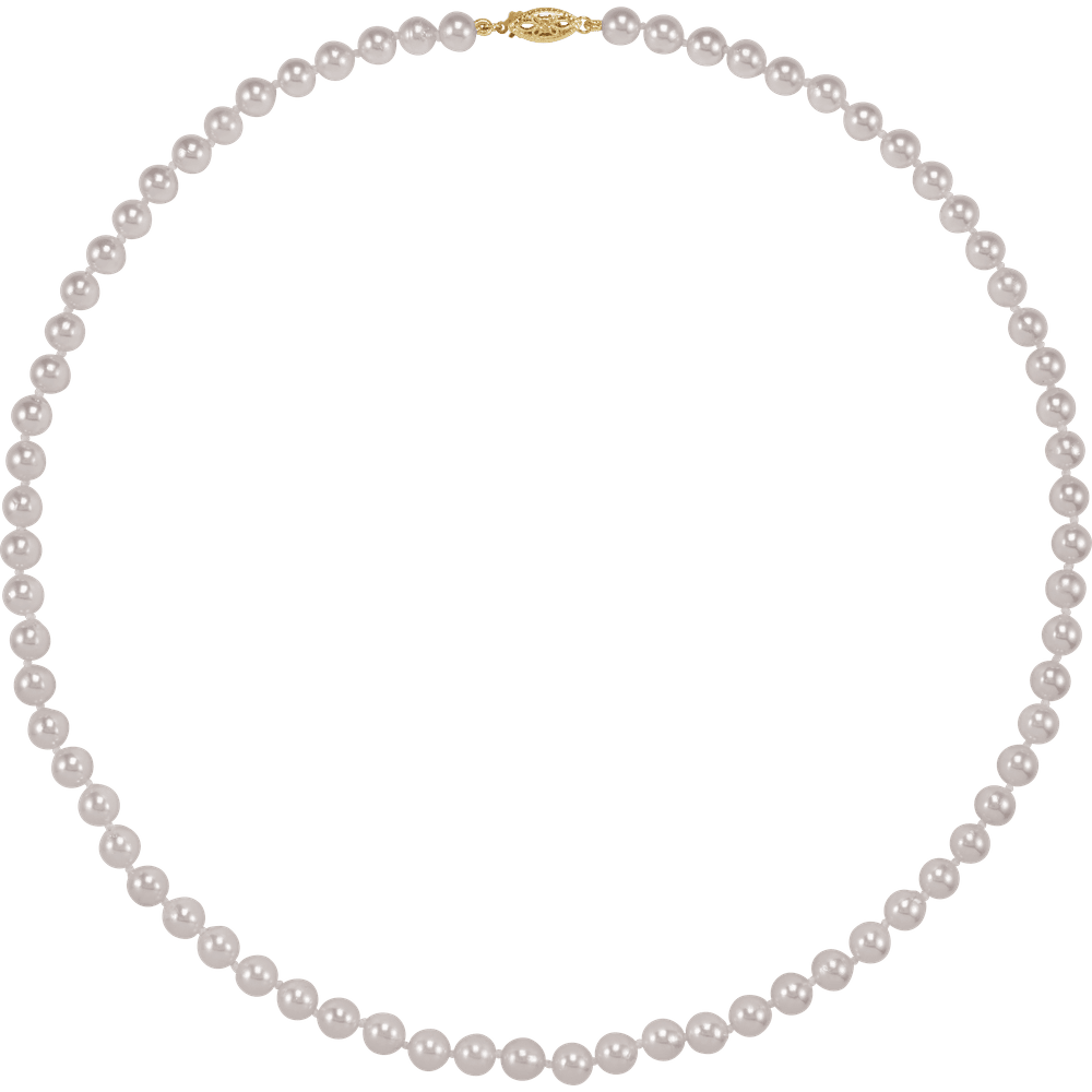 14K Yellow Gold Cultured Akoya Pearl Necklace - 20"