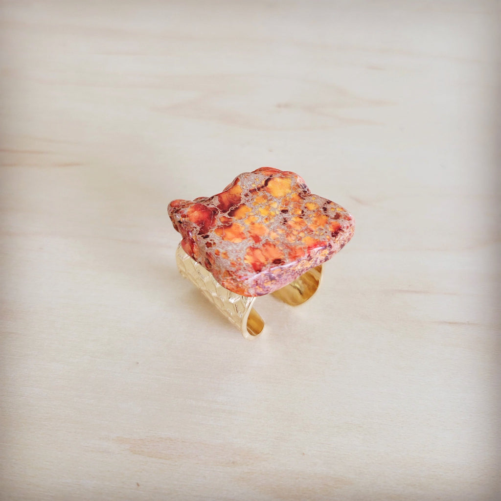 Orange Regalite Western Boho Statement Ring 012ac