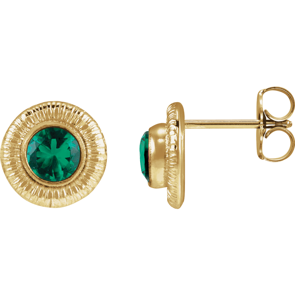 Émeraude Lumière Emerald Round Stud Earrings in Radiant Gold