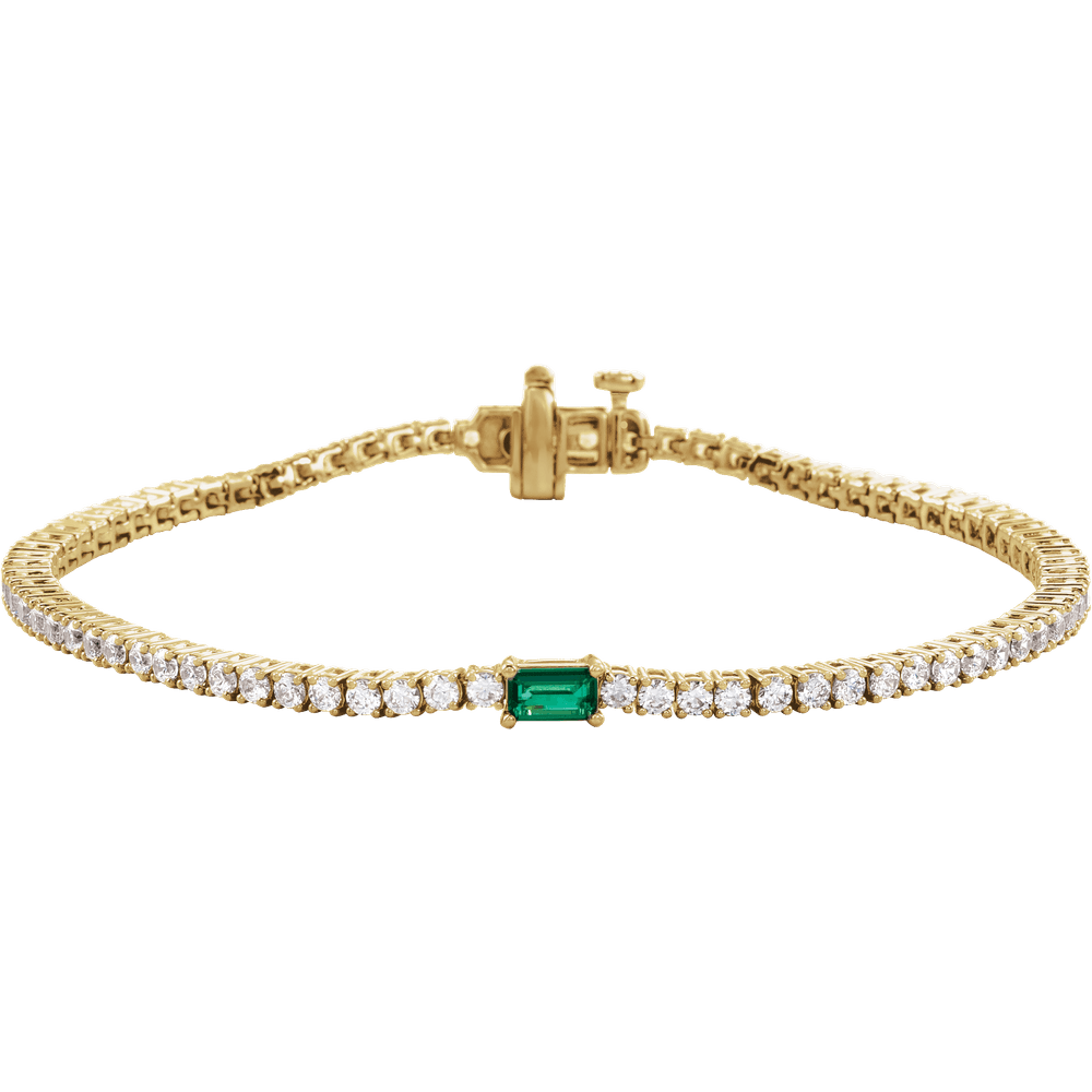 L’Instant Émeraude 14K Gold Lab-Grown Emerald & Diamond Tennis Bracelet