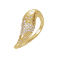 Elegant Aurélie Pavé Diamond Ring in 14K yellow gold with 56 scattered diamonds.