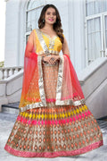 Multicolor butterfly net lehenga choli with mirror and sequence embroidery