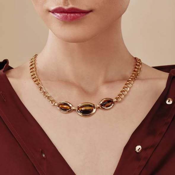 Tiger's Eye 18K Gold-Plated Titanium Steel Pendant Necklace