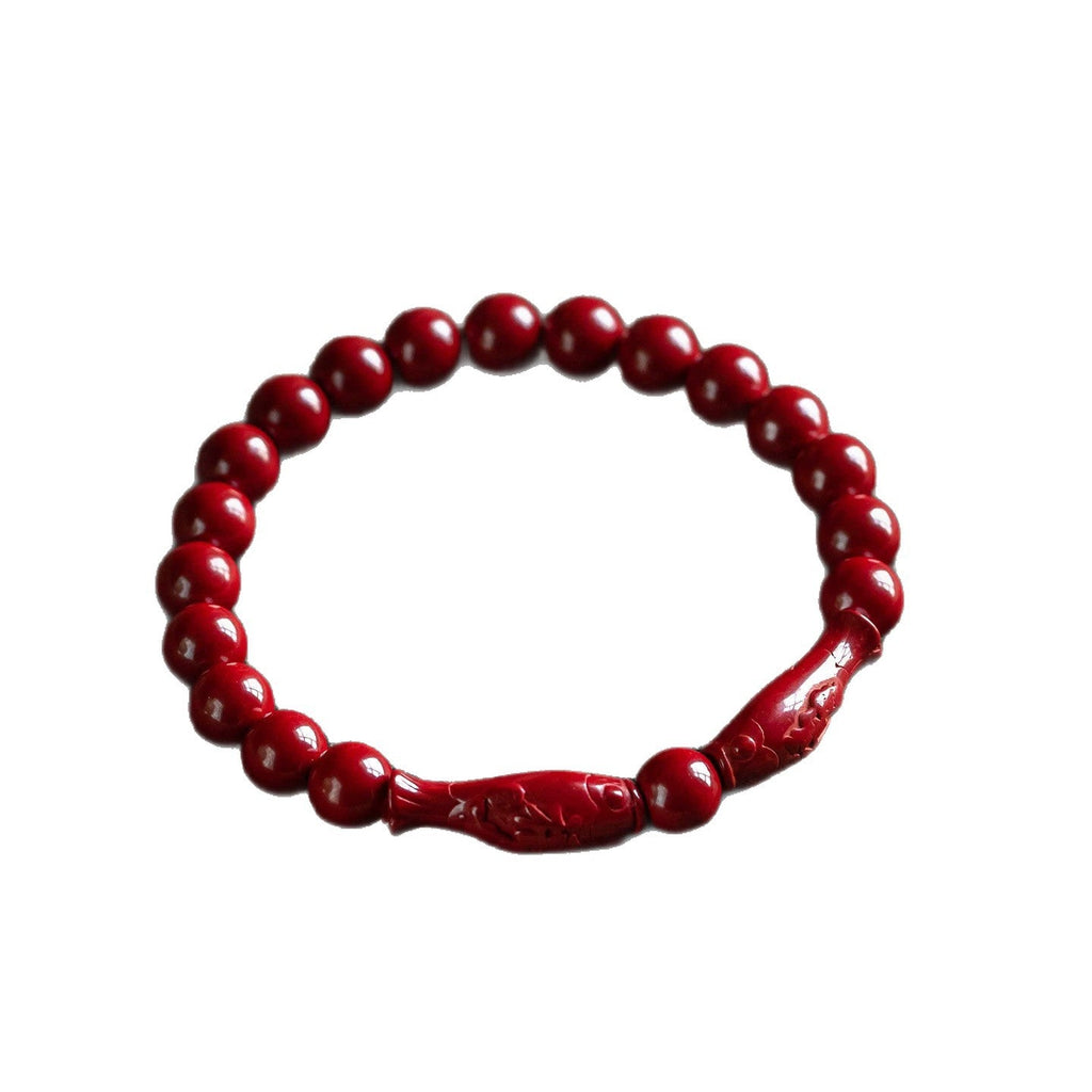 Cinnabar And Gold Sand Fortune-Bringing Bracelet
