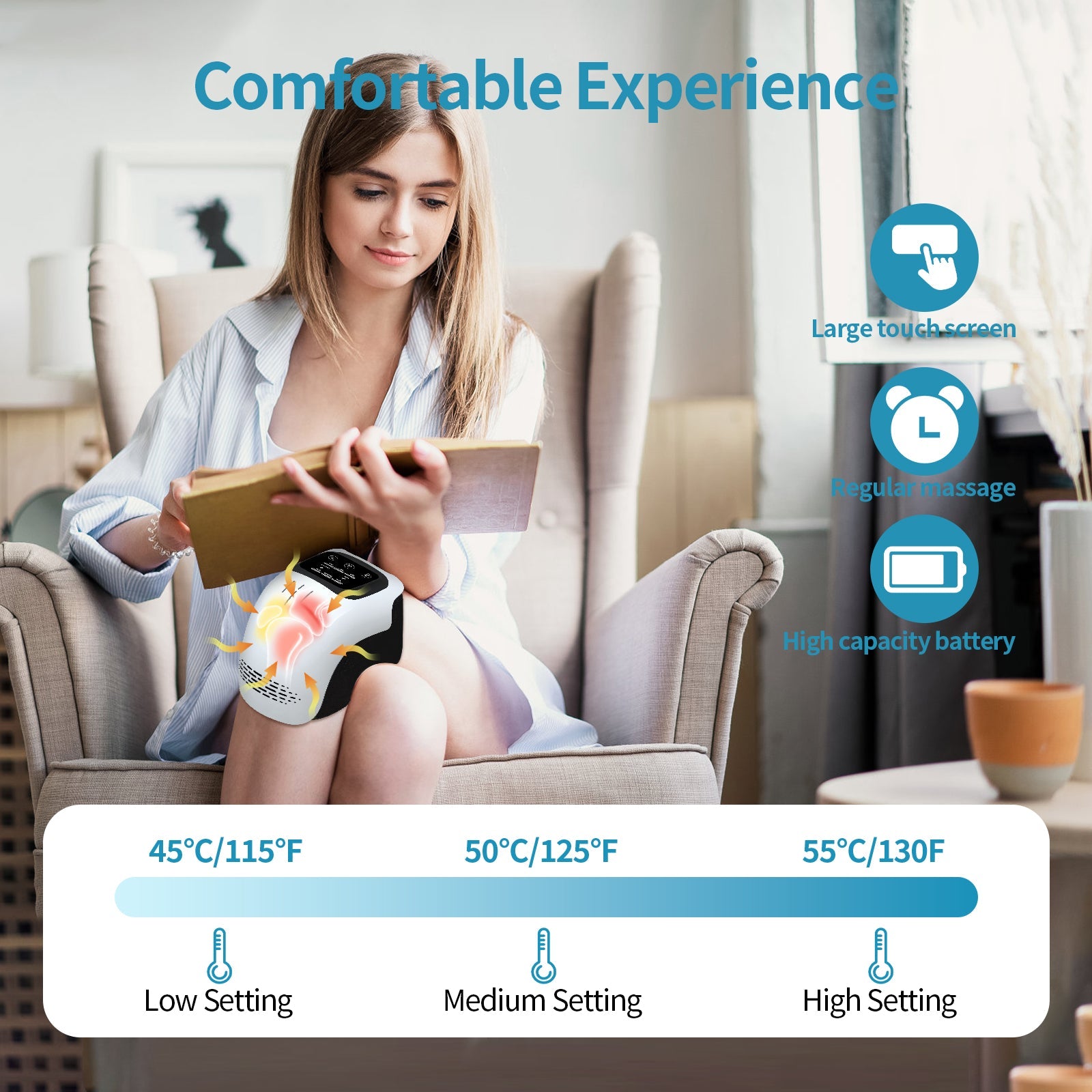 Intelligent Electric Knee Massager with Heat, Infrared & Vibration