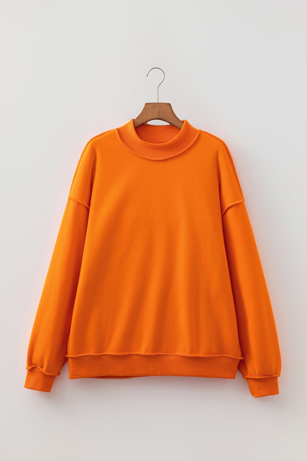 Bright Green Oversize Drop Shoulder Reversible Mock Neck Sweatshirt