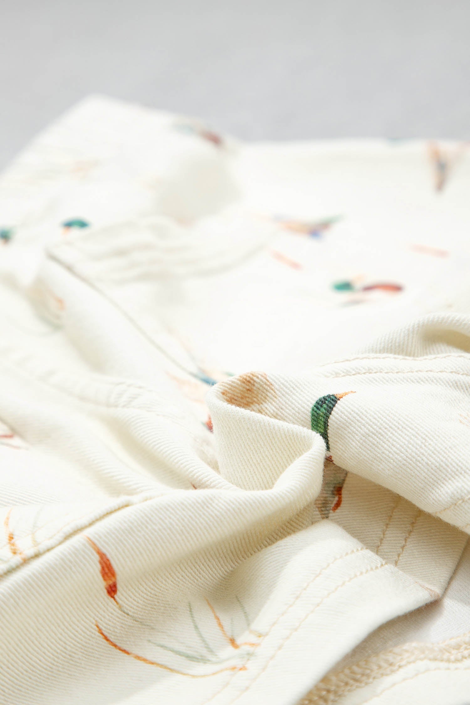 Mallard Duck Print Denim Drawstring Shorts Relaxed Fit