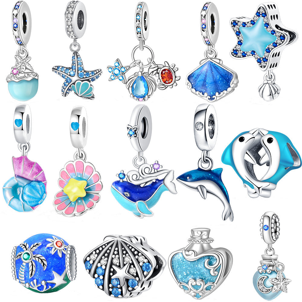 Selection of Marine-style Conch-shell and glowing starfish jewelry charms for DIY accessories