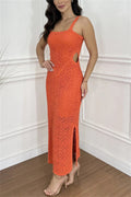 Sky Blue Side Cutout Knit Maxi Dress