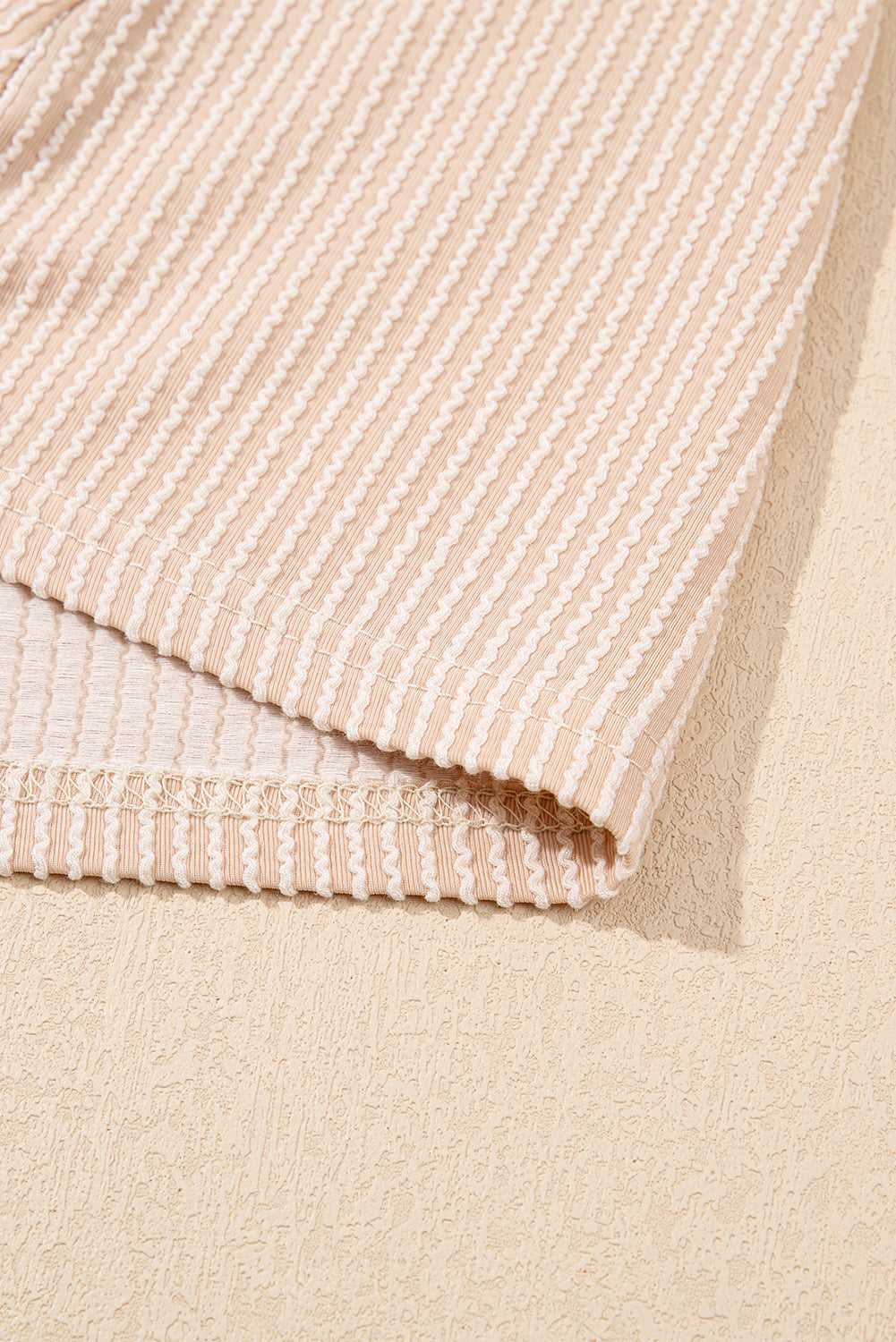 Parchment Corded Knit Puff Sleeve Shift Mini Dress