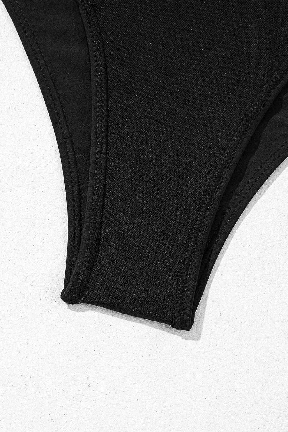 Black Contrast Trim U Neck High Waist Bikini Set