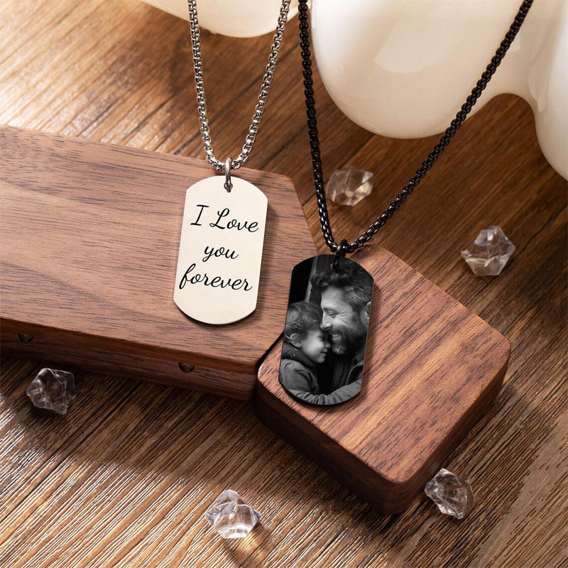 Customized Alloy Necklace With Lettering And Photo Exchange