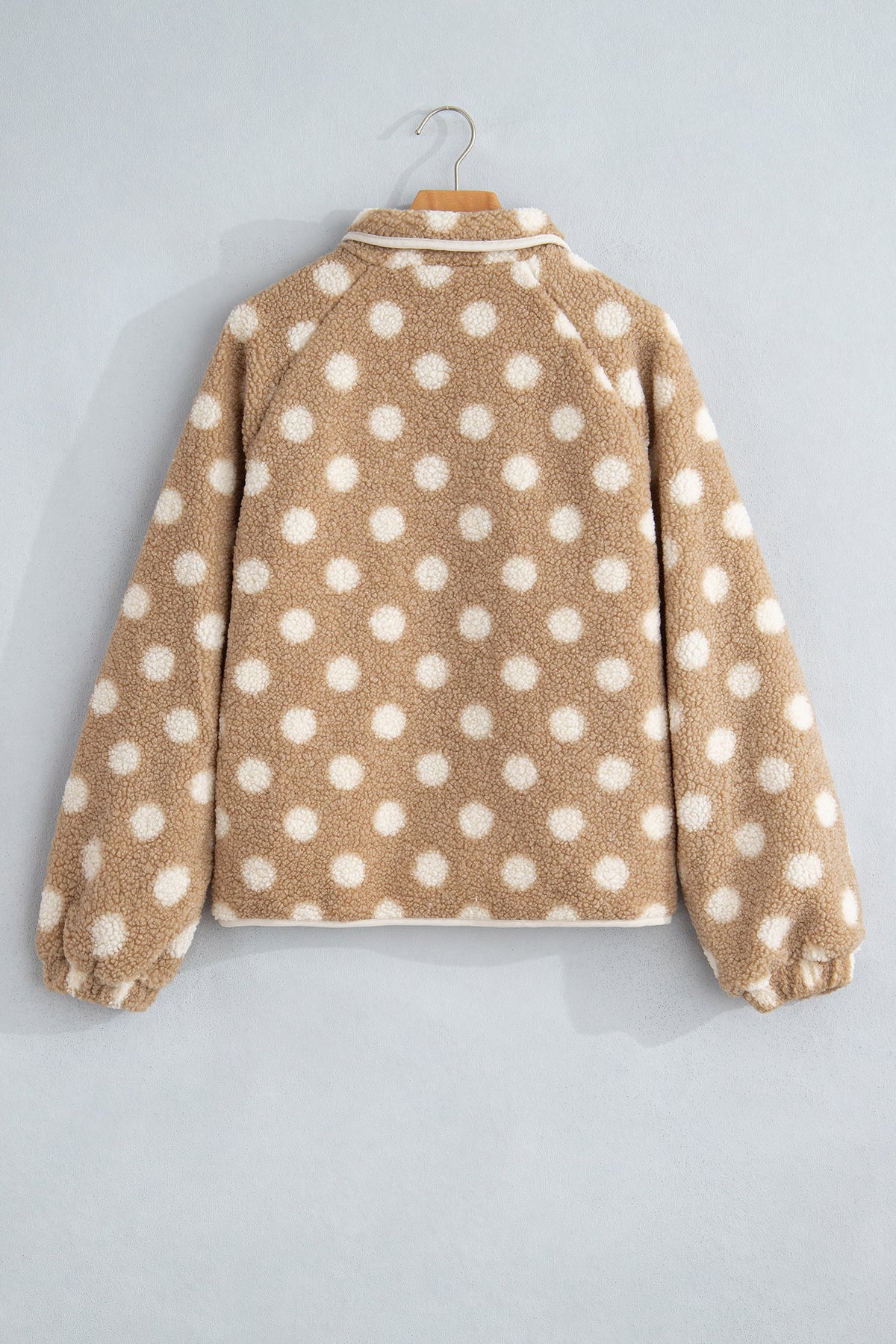 Polka Dot Fleece Zipped Pocket Button Up Jacket
