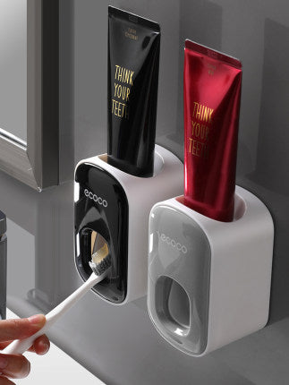 Modern Wall Mounted Automatic Toothpaste Dispenser & Storage Set