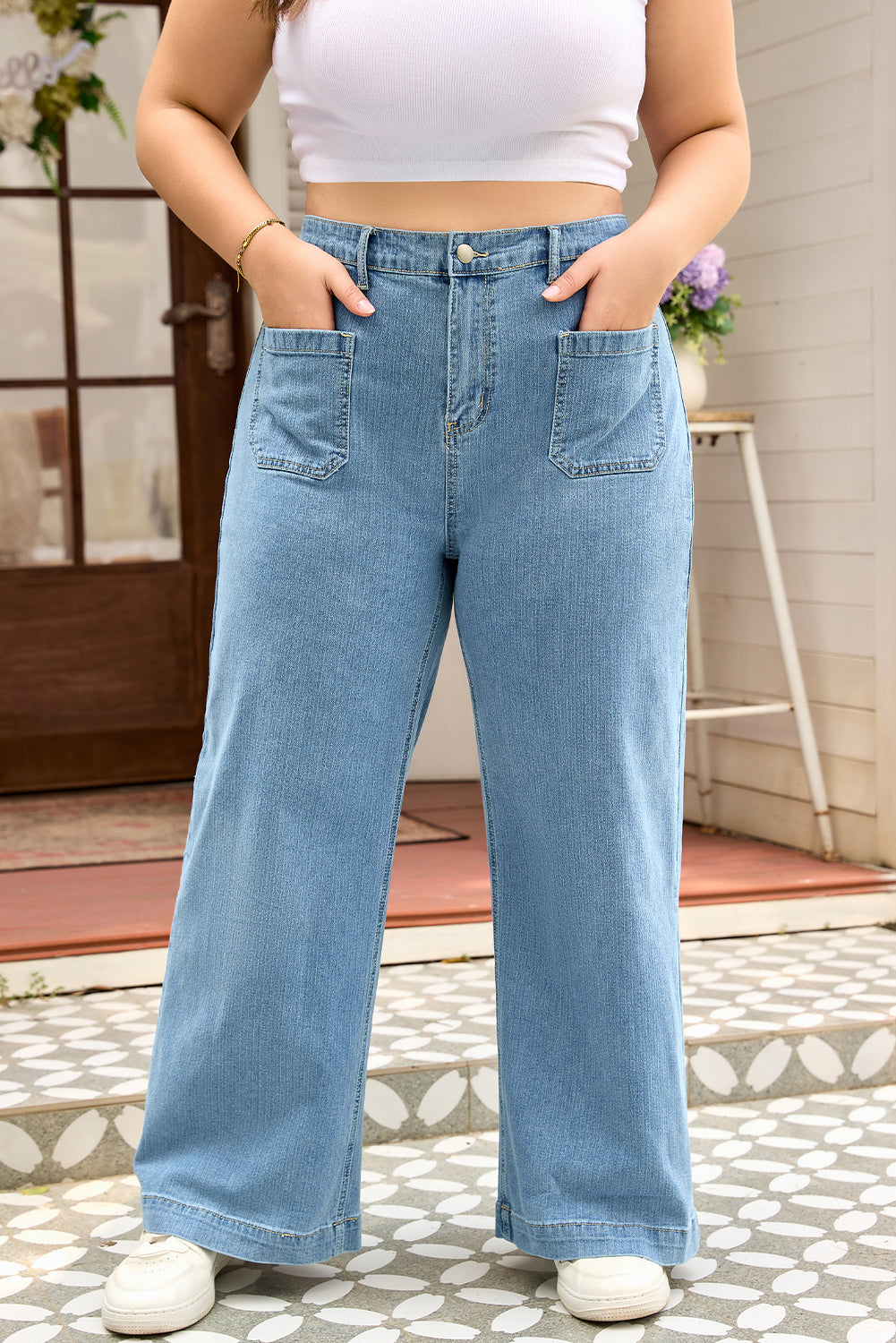 Adelyn Textured Wide Leg PLUS Jeans