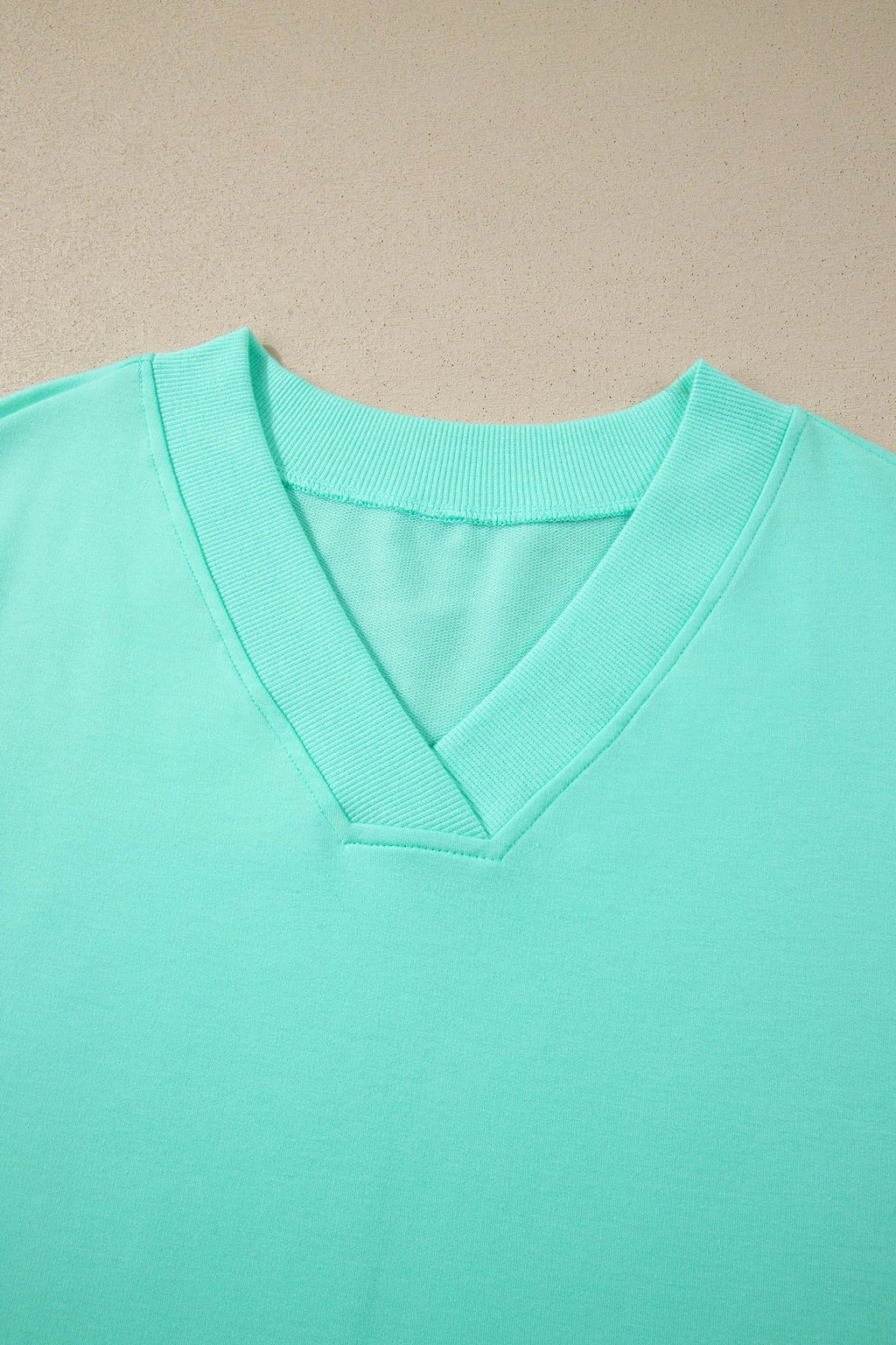 Mint Green V-Neck Top and Drawstring Shorts Lounge Set - Image 4