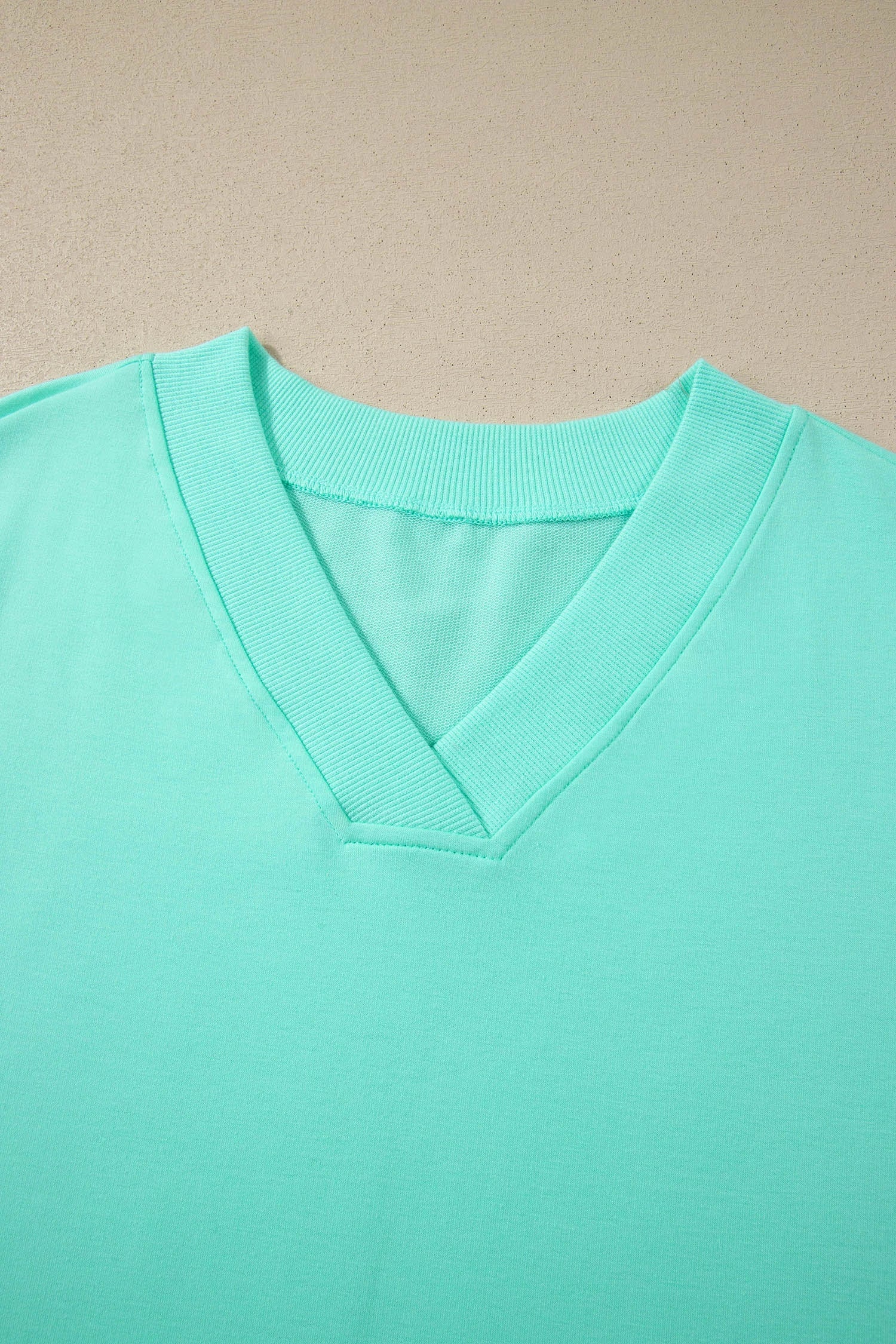 Mint Green V-Neck Top and Drawstring Shorts Lounge Set - Image 4
