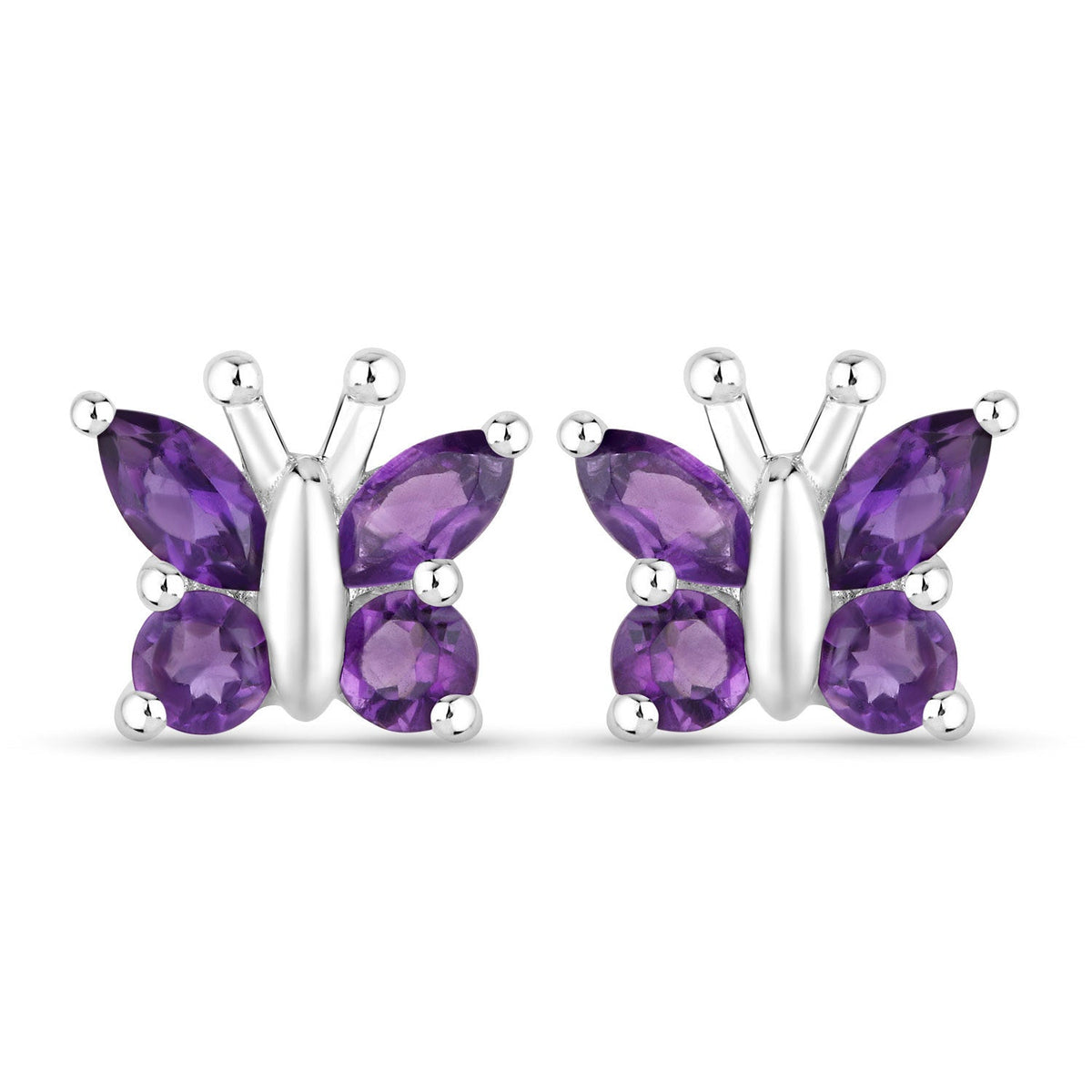 1.00 Carat Genuine Amethyst .925 Sterling Silver Earrings