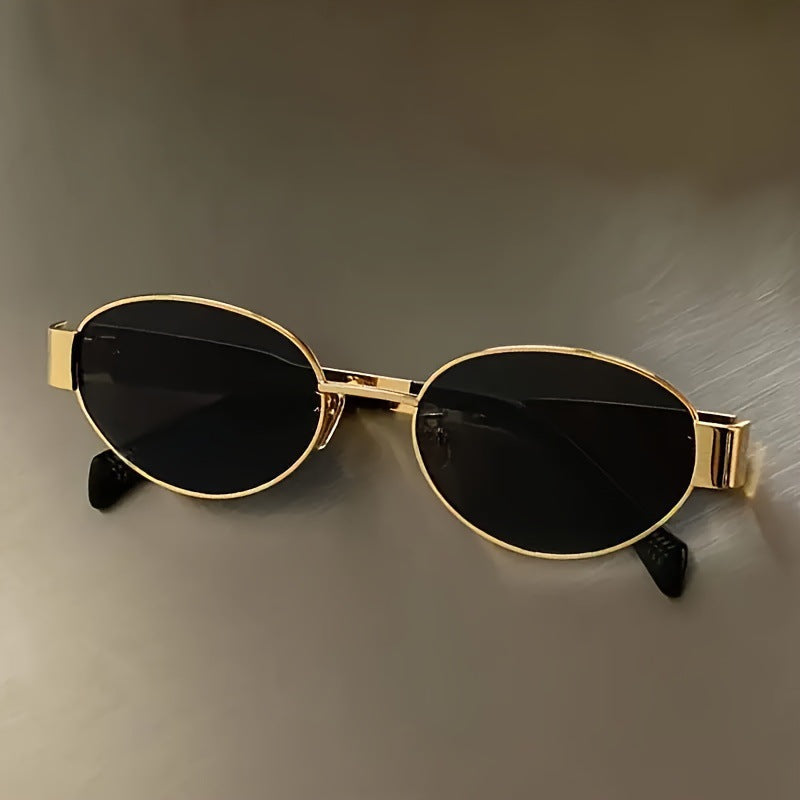 Vintage Oval Sunglasses Gold & Silver Light Luxury Metal Frames