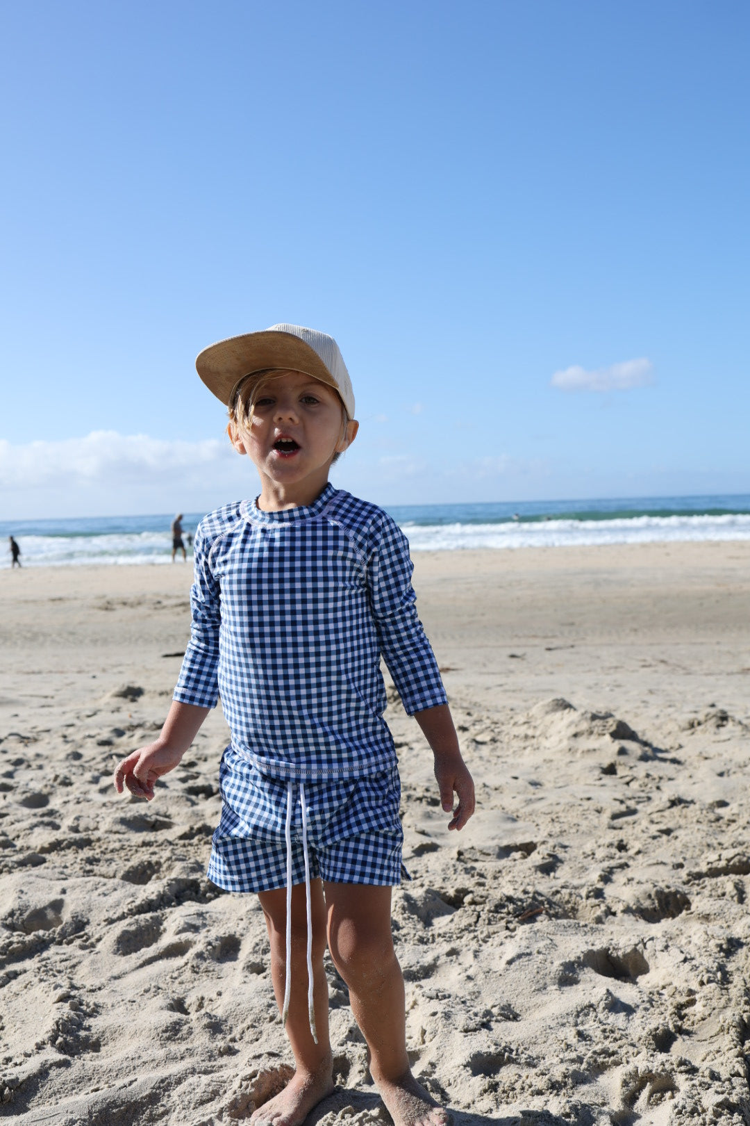 Child Rash Guard | Blue Gingham