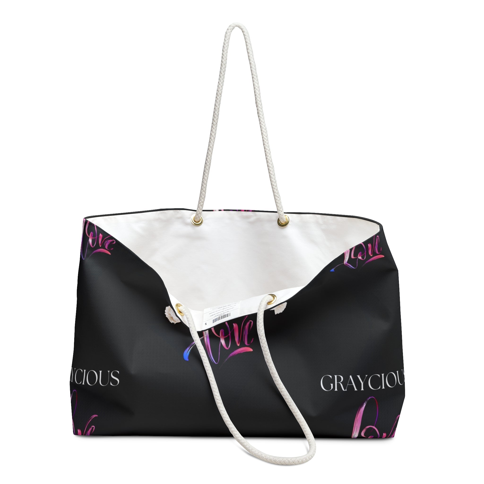 Oversized Weekender Tote Bag with Rope Handles for Beach Travel