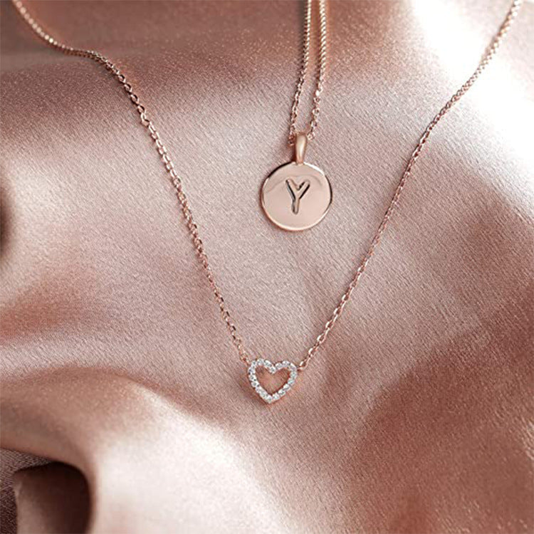 Amazon Heart-Shaped Diamond-Studded Necklace For Women, Heart Pendant Design, Clavicle Chain, Elegant Neck Chain, Wholesale New Style, Light Luxury