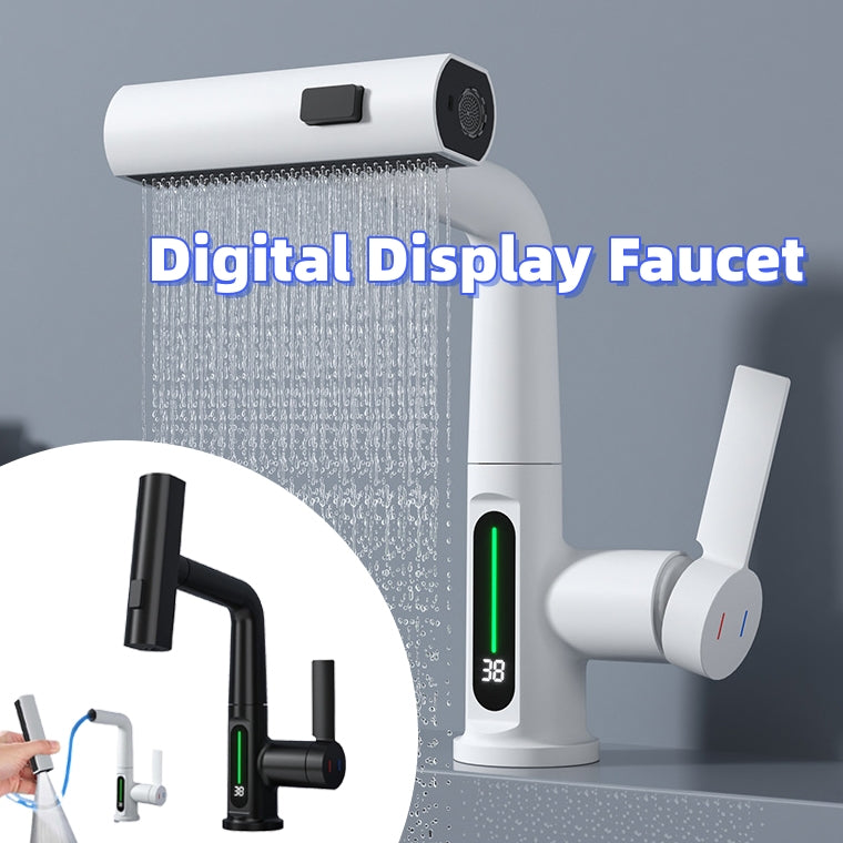 Intelligent Digital Display Kitchen Faucet with Pull-Out Sprayer