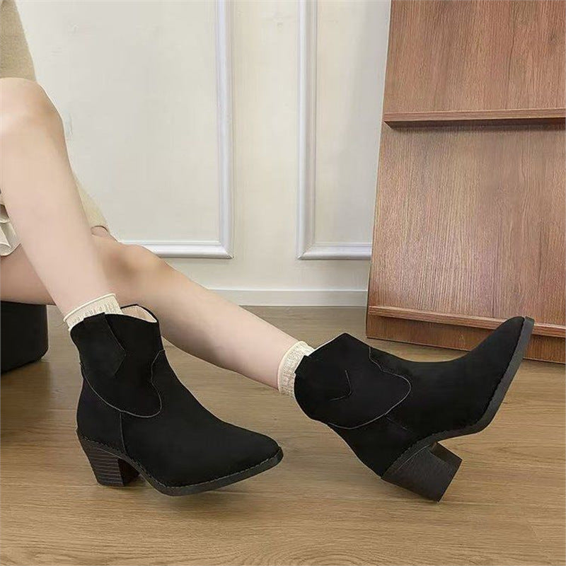Women's Retro Sock Cuff Booties Comfortable Ankle Boots - Image 5
