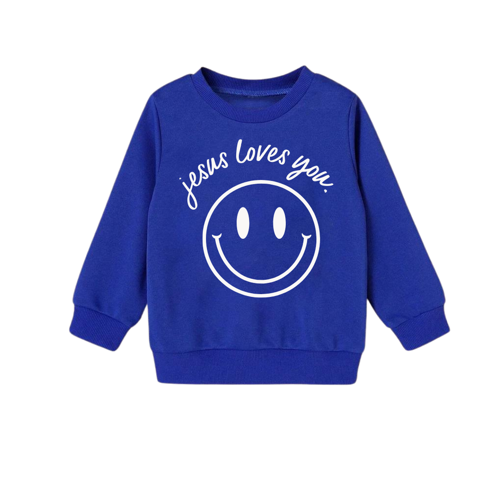 Jesus Loves You Smiley Youth Pullover - Casual Knit Sweatshirt