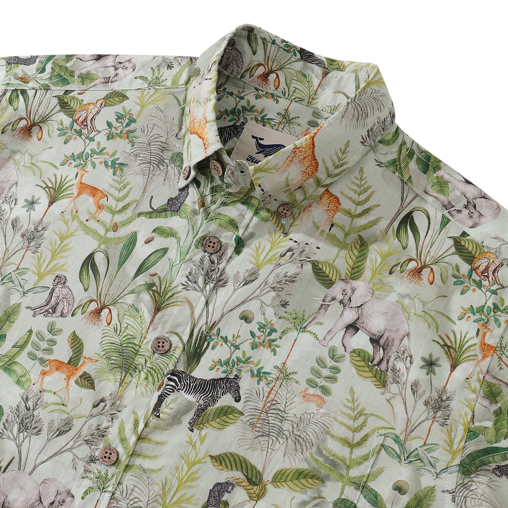 Jungle Quest Tropical Print Short Sleeve 100% Cotton Shirt