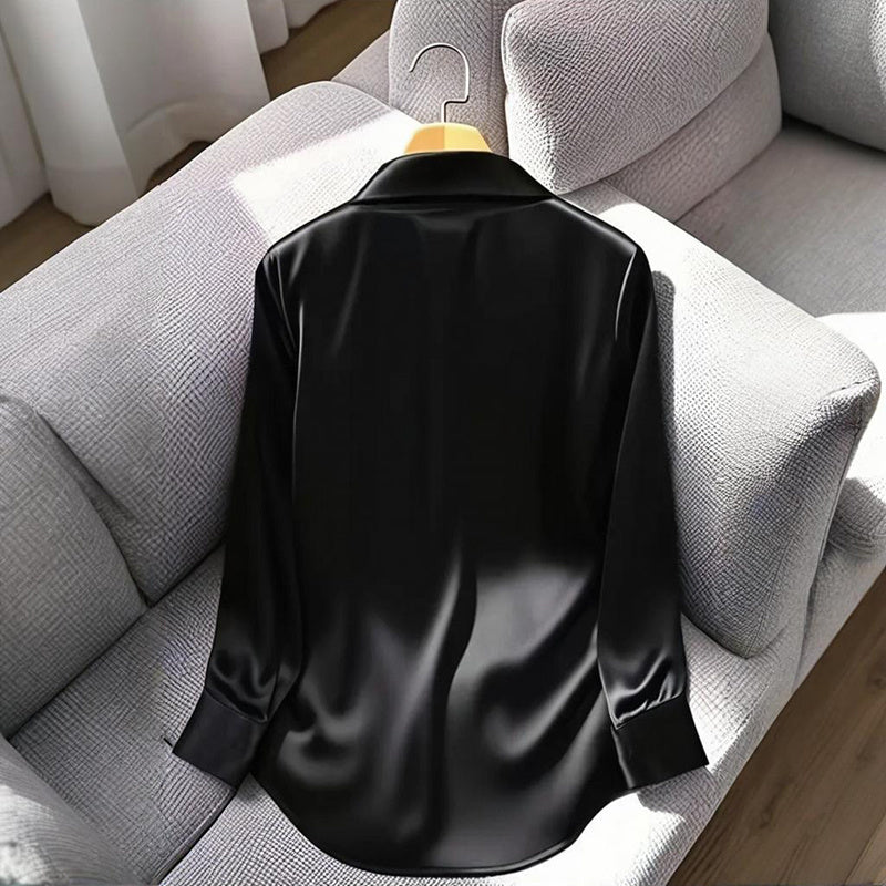 Women's V-Neck Business Casual Long Sleeve Blouse Relaxed Fit - Image 4